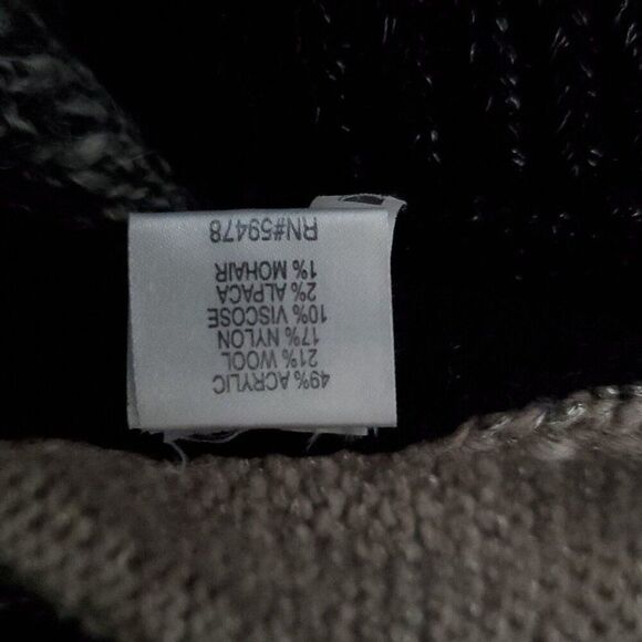 Marystyle Open Cardigan Sweater S Black Gray Color Block Geometric Patchwork - Picture 5 of 6